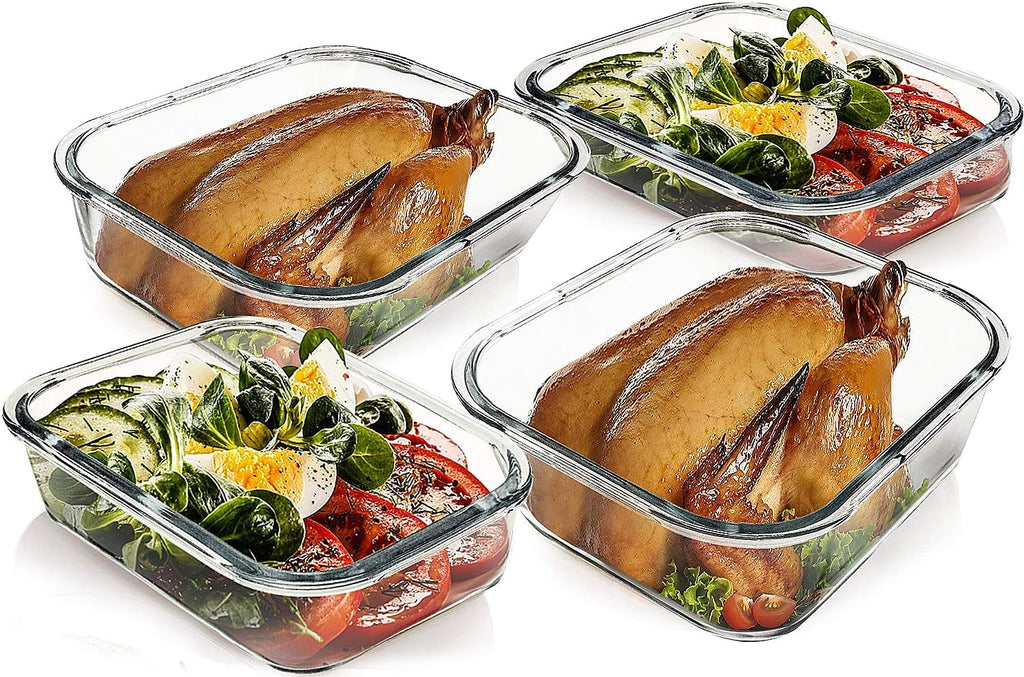 Extra-Large Glass Food Storage Containers with Airtight Lids-4 Piece Set