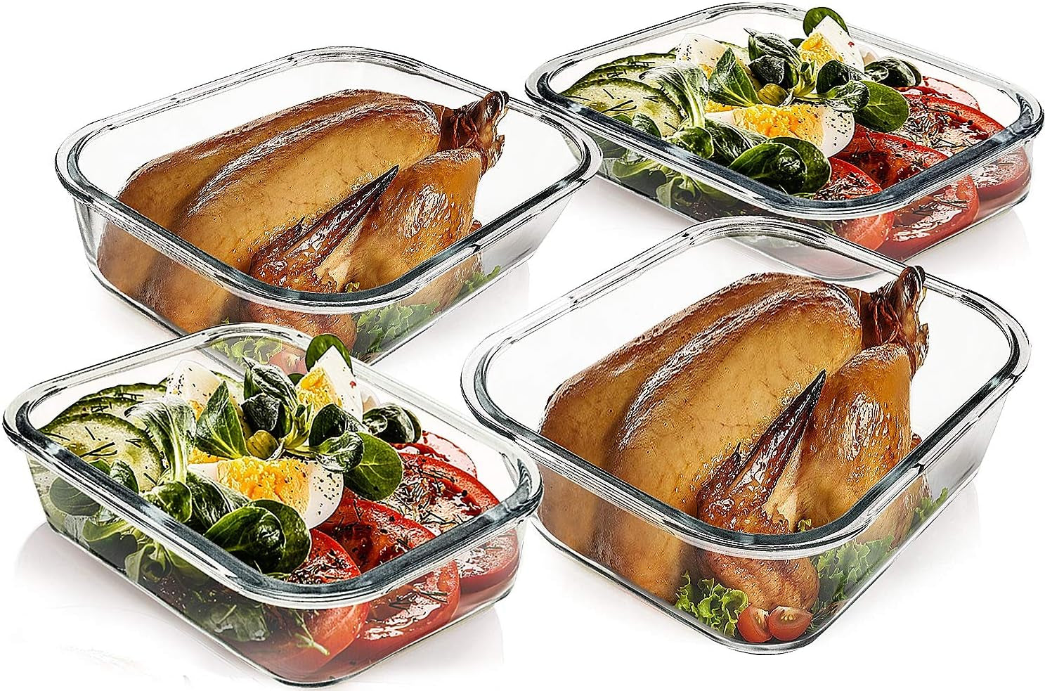 Extra-Large Glass Food Storage Containers with Airtight Lids-4 Piece Set