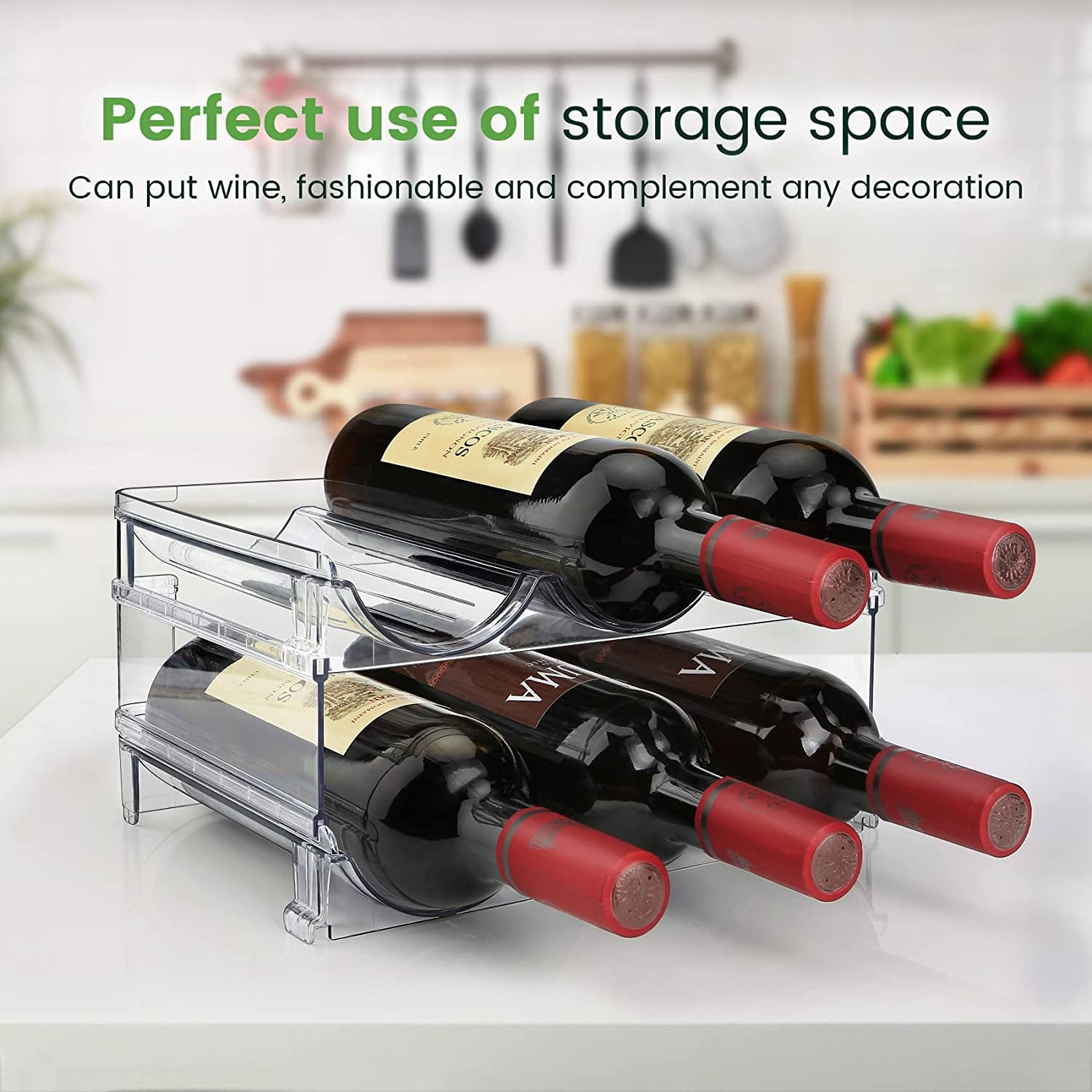 2 Packs Water Bottle Organizer for Cabinet & Pantry