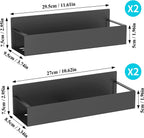 Metal Magnetic Spice Rack for Refrigerator Black, 4 Pack | Magnetic Shelves Heavy Duty for Fridge in Kitchen, Seasoning Storage Organizer, for Oven Washer and Dryer, for Heavier Items