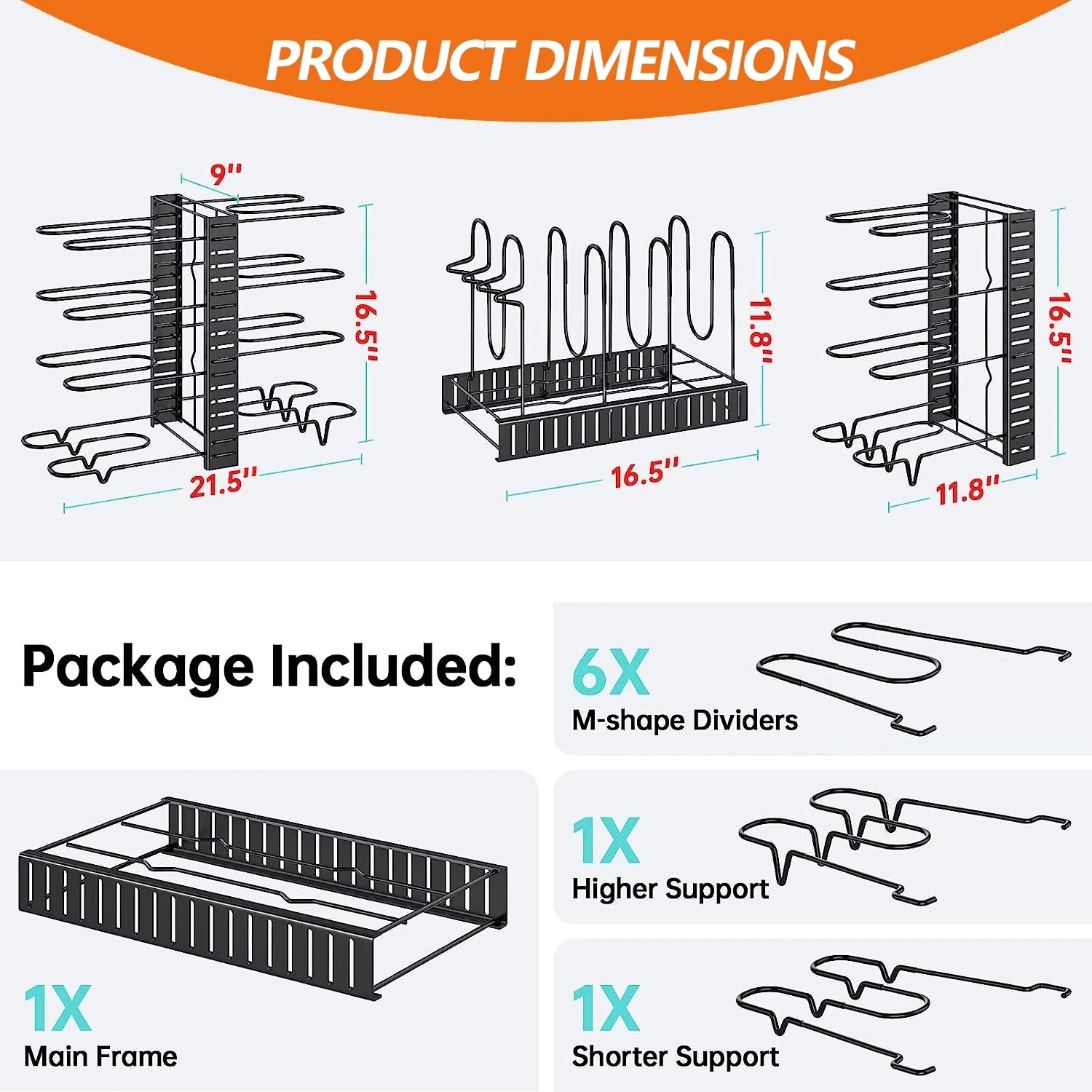 8-Tier Adjustable Pots & Pans Organizer Rack