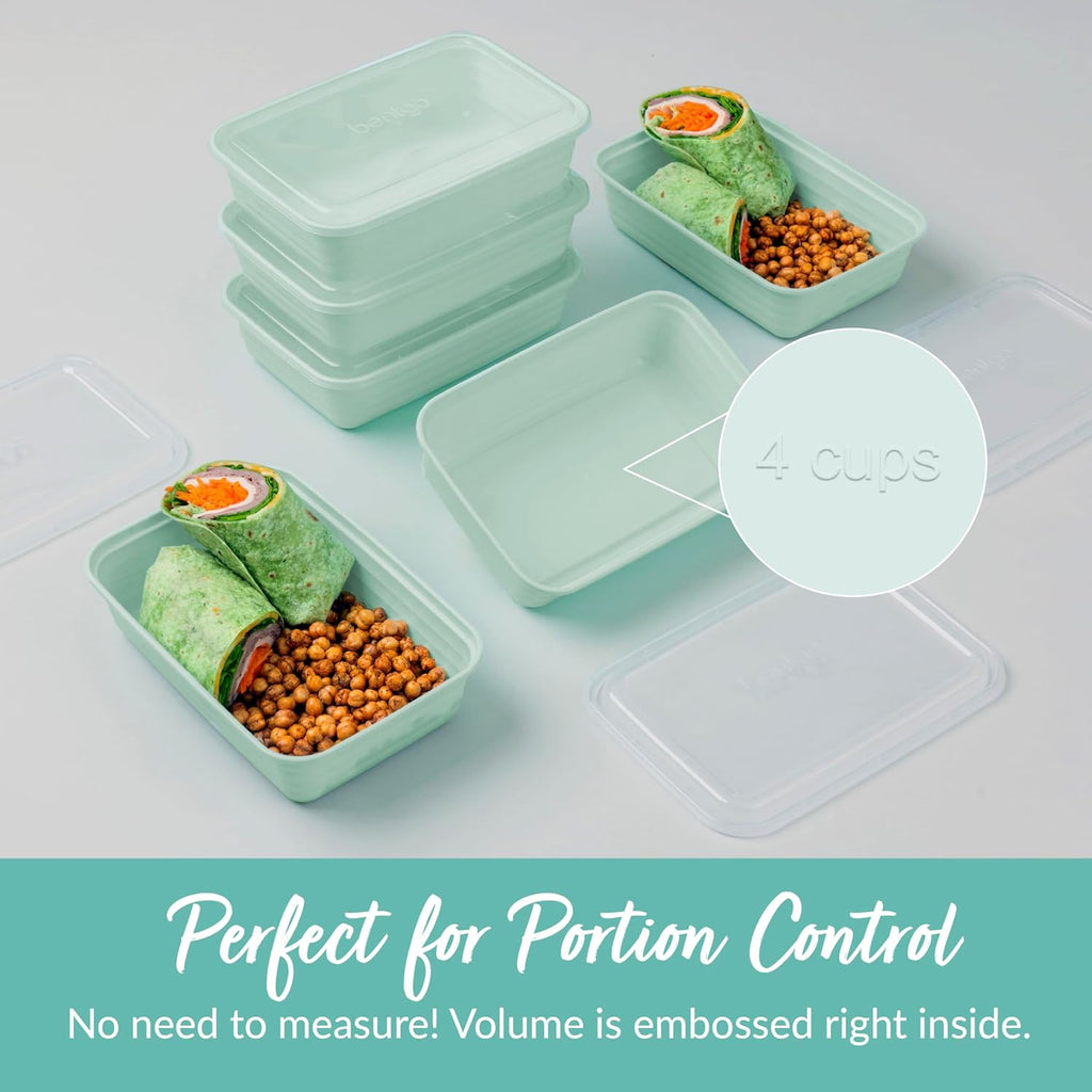Bentgo Prep Meal Prep Containers with Lids, 20 Piece, PFAS & Bpa-Free | 4-Cup Capacity, Portion Control, Stackable, Microwave, Freezer & Dishwasher-Safe, Reusable (Mint)