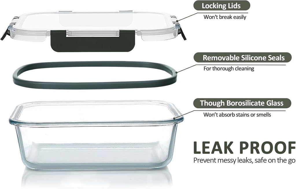 Extra-Large Glass Food Storage Containers with Airtight Lids-4 Piece Set