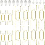 12 Pcs Wall Plate Hangers Wire Invisible,6/8/10 Inch,Gold | Adjustable Spring Design Fits Multiple Sizes, Heavy Duty Steel Wire, Includes 12 Wall Hooks for Decorative China Display