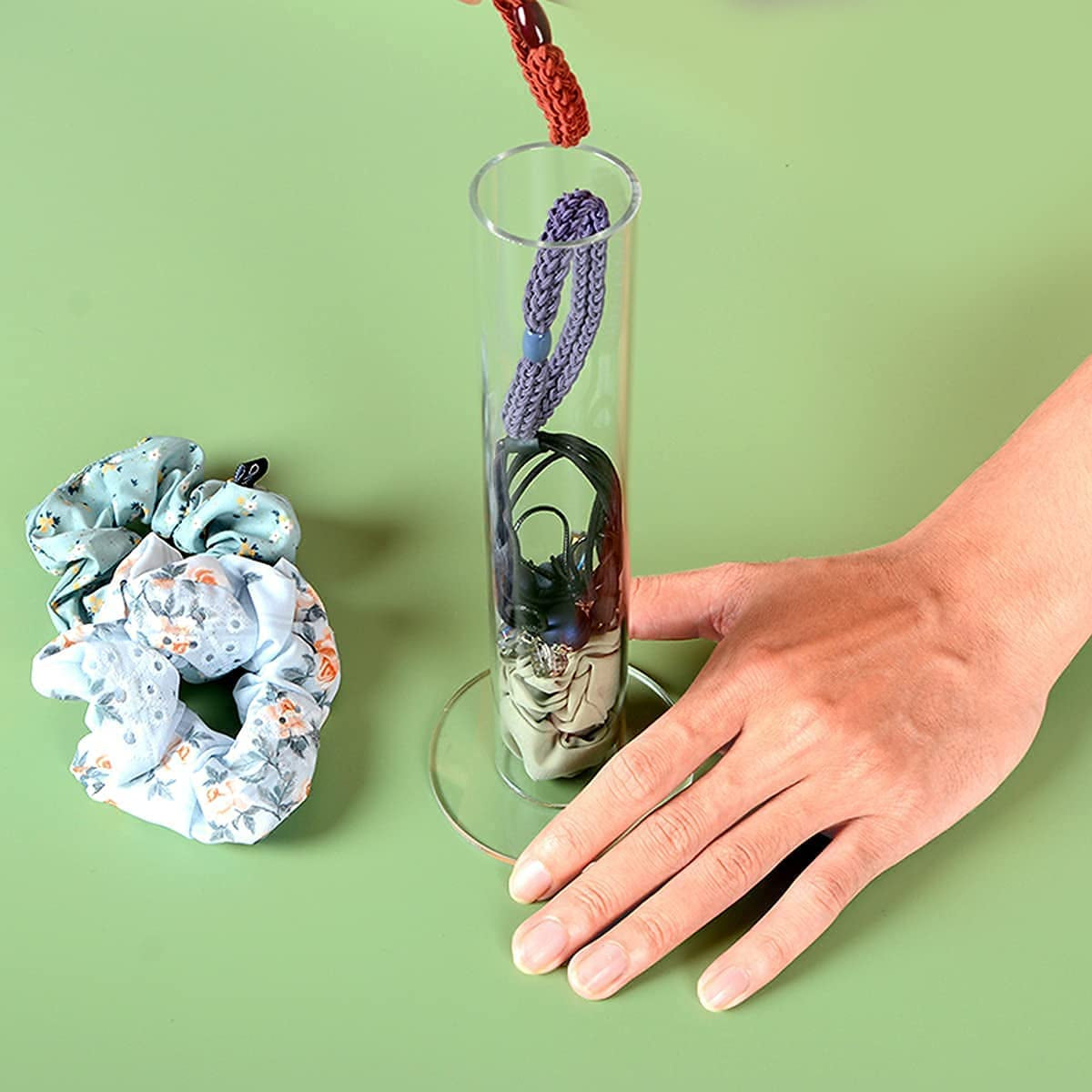 2Pcs Acrylic Scrunchie & Hair Ties Holder 