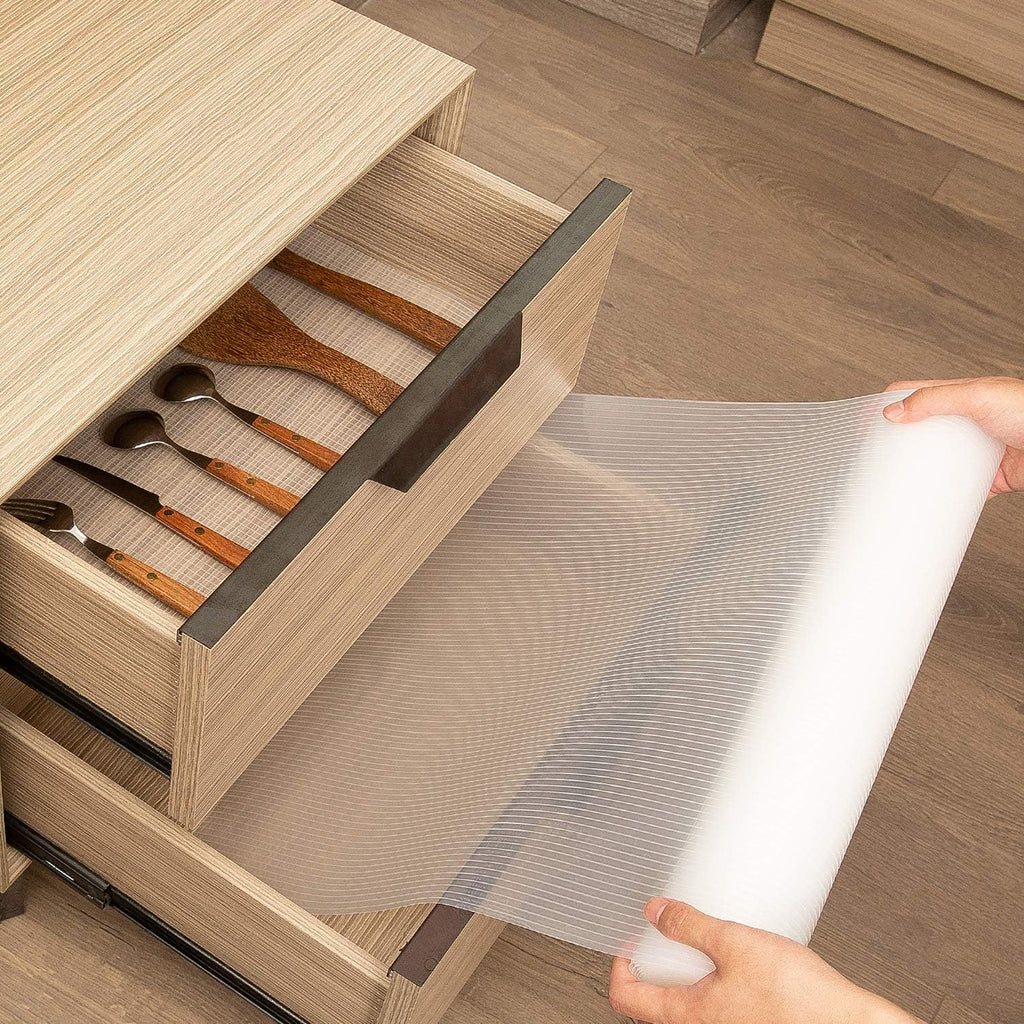 Drawer Liner Shelf Liners for Cabinets,12In X 10FT | Non Adhesive Cabinet Liner Thickened Waterproof Durable for Kitchen Drawers,Shelves,Storage,Refrigerator,Shoe Rack-Clear