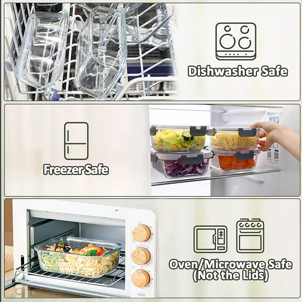 Extra-Large Glass Food Storage Containers with Airtight Lids-4 Piece Set