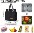 Insulated Lunch Bag for Men Women, Large Reusable Leakproof Lunch Box Container, Small Portable Thermal Snack Bag, Reusable Travel Office Work Beach Black Cooler Tote Bag for Adults, Dark