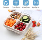 4 Pack Snack Containers, 4 Compartments Bento Snack Box, Reusable Meal Prep Lunch Containers for Kids Adults, Divided Food Storage Containers for School Work Travel