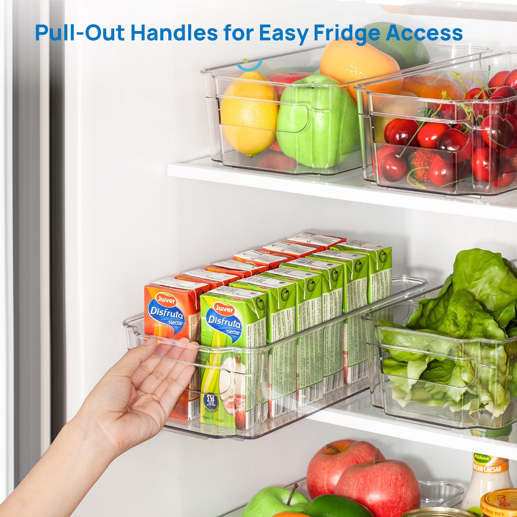 8Pcs Clear Refrigerator & Pantry Organizer Bins