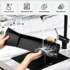 30" Magnetic Stove Top Shelf, Silicone over the Stove Spice Rack Organizer | Heat Resistant Silicone, Anti-Rattle No-Scratch Range Shelf, 3 Functional Partitions Kitchen Storage for Spices