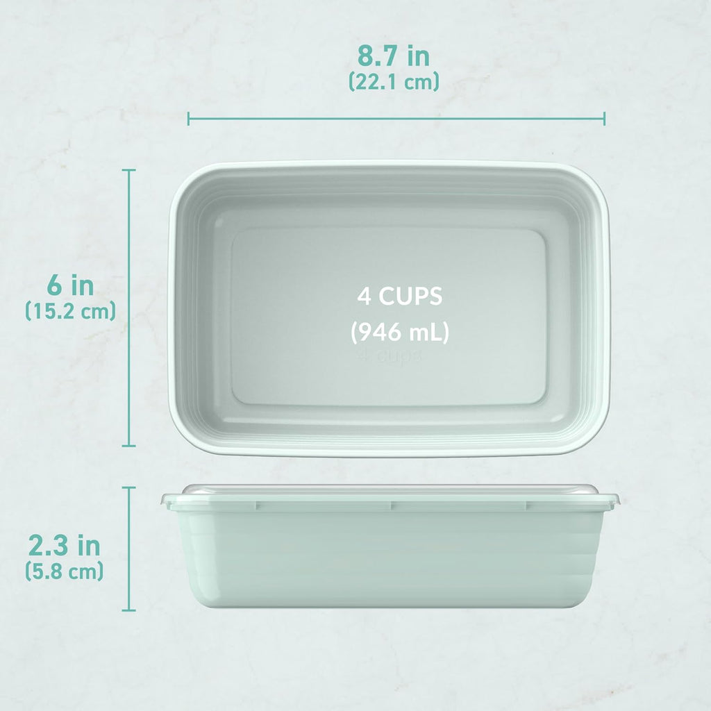 Bentgo Prep Meal Prep Containers with Lids, 20 Piece, PFAS & Bpa-Free | 4-Cup Capacity, Portion Control, Stackable, Microwave, Freezer & Dishwasher-Safe, Reusable (Mint)