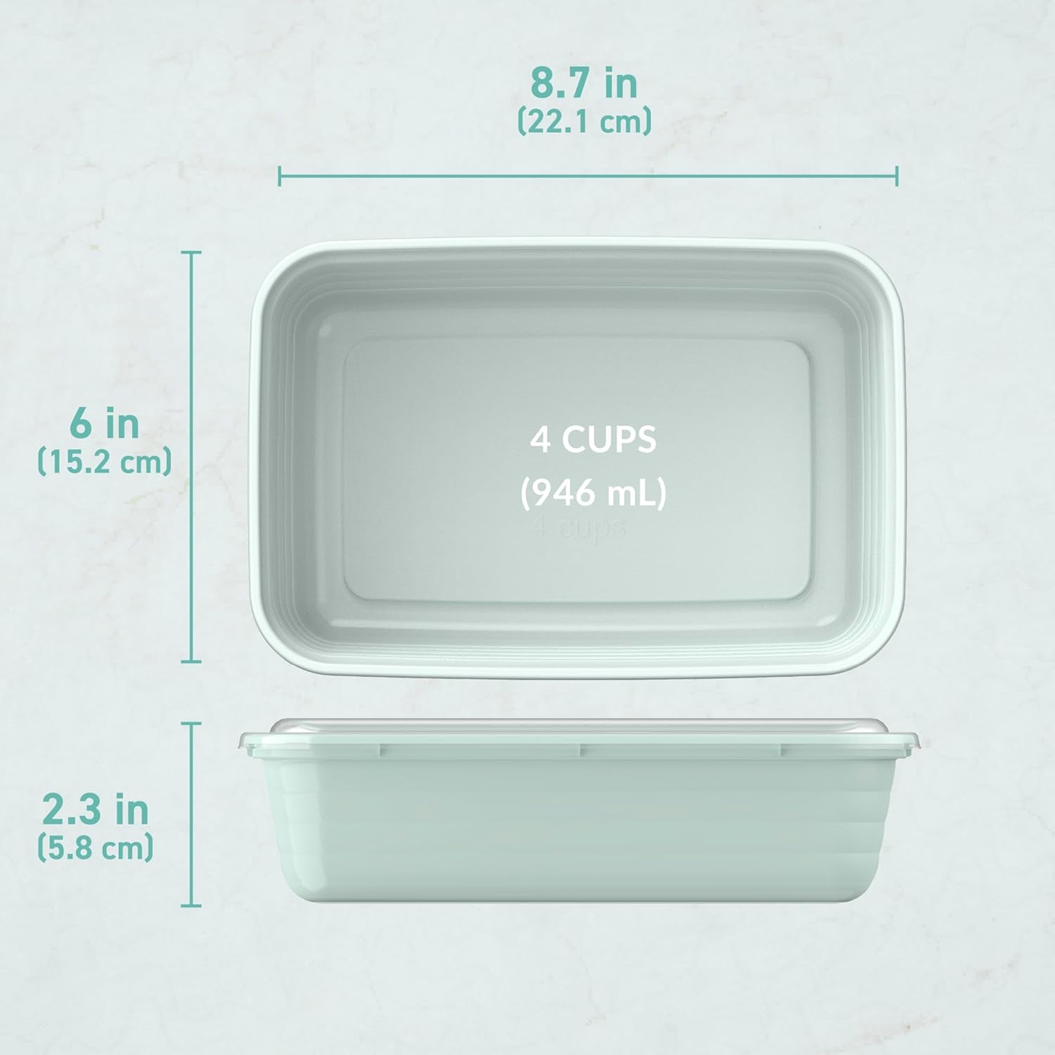 Bentgo Prep Meal Prep Containers with Lids, 20 Piece, PFAS & Bpa-Free | 4-Cup Capacity, Portion Control, Stackable, Microwave, Freezer & Dishwasher-Safe, Reusable (Mint)
