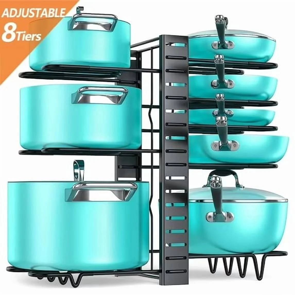8-Tier Adjustable Pots & Pans Organizer Rack