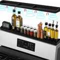 30" Magnetic Stove Top Shelf, Silicone over the Stove Spice Rack Organizer | Heat Resistant Silicone, Anti-Rattle No-Scratch Range Shelf, 3 Functional Partitions Kitchen Storage for Spices