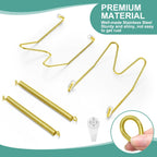12 Pcs Wall Plate Hangers Wire Invisible,6/8/10 Inch,Gold | Adjustable Spring Design Fits Multiple Sizes, Heavy Duty Steel Wire, Includes 12 Wall Hooks for Decorative China Display