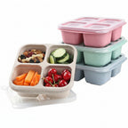 4 Pack Snack Containers, 4 Compartments Bento Snack Box, Reusable Meal Prep Lunch Containers for Kids Adults, Divided Food Storage Containers for School Work Travel