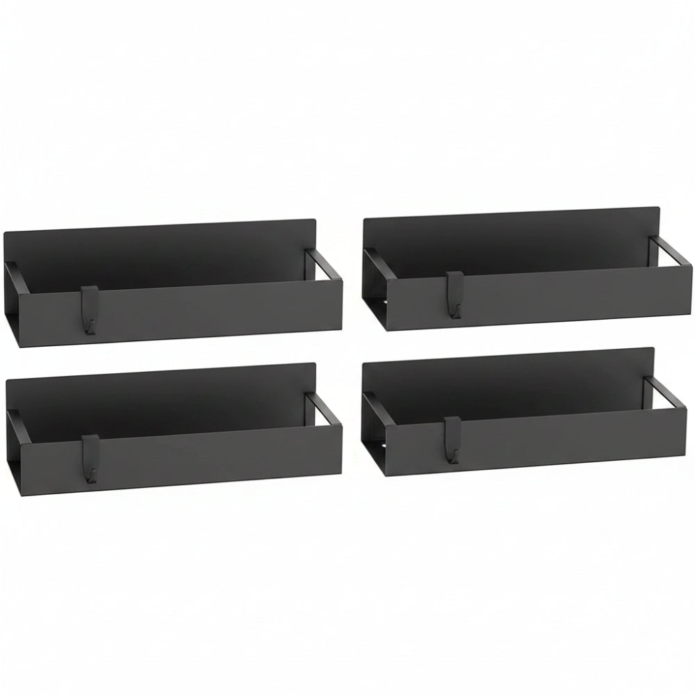 Metal Magnetic Spice Rack for Refrigerator Black, 4 Pack | Magnetic Shelves Heavy Duty for Fridge in Kitchen, Seasoning Storage Organizer, for Oven Washer and Dryer, for Heavier Items