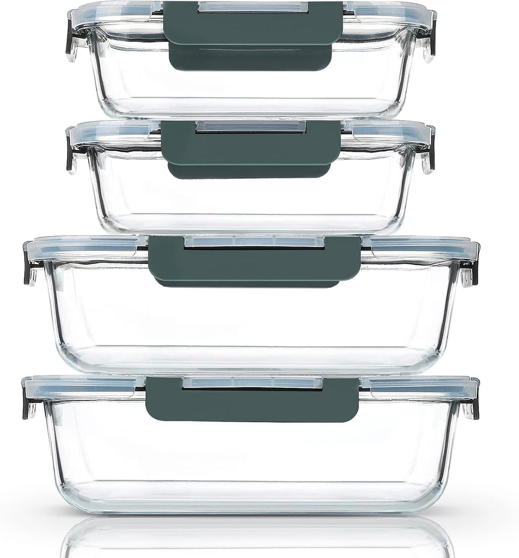 Extra-Large Glass Food Storage Containers with Airtight Lids-4 Piece Set