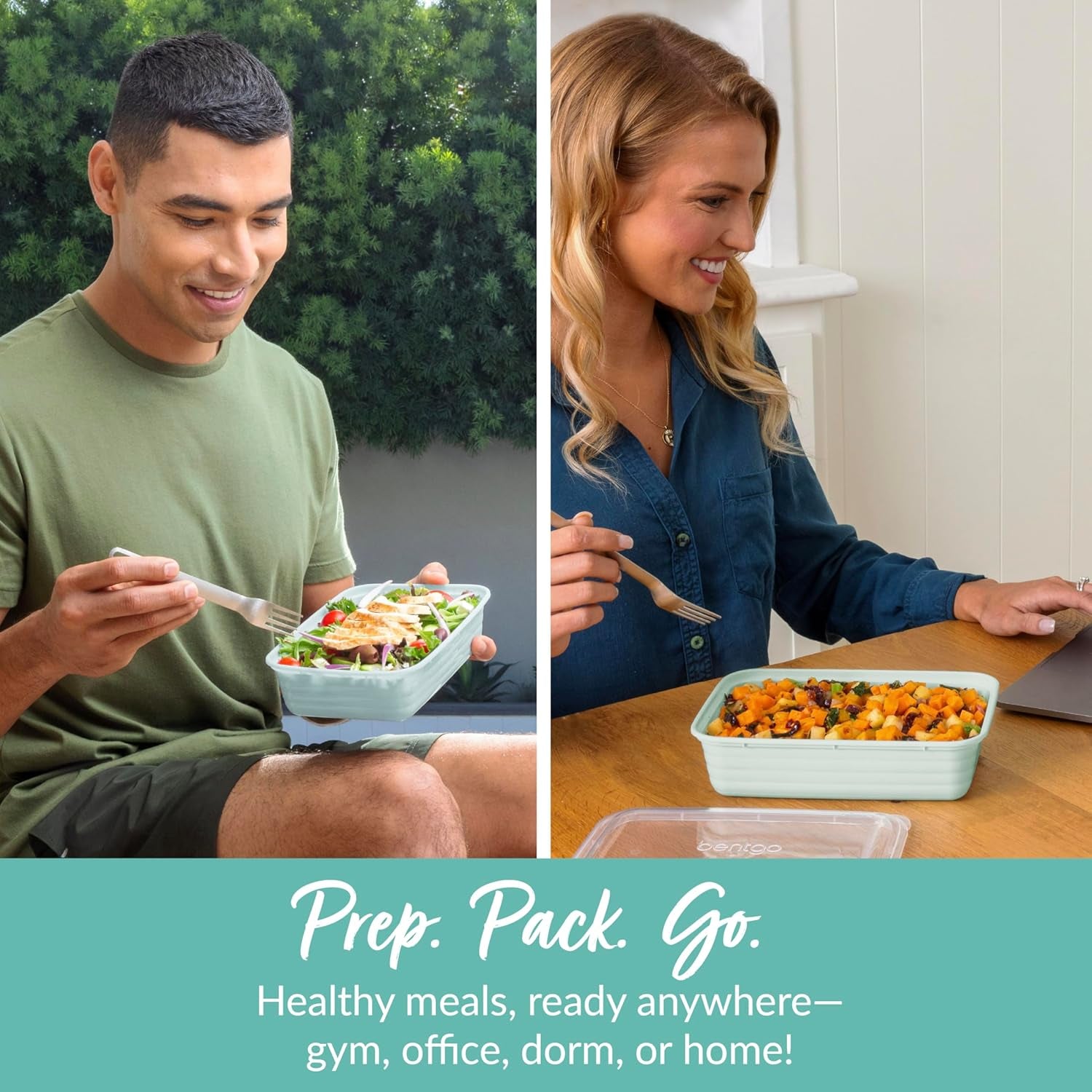 Bentgo Prep Meal Prep Containers with Lids, 20 Piece, PFAS & Bpa-Free | 4-Cup Capacity, Portion Control, Stackable, Microwave, Freezer & Dishwasher-Safe, Reusable (Mint)