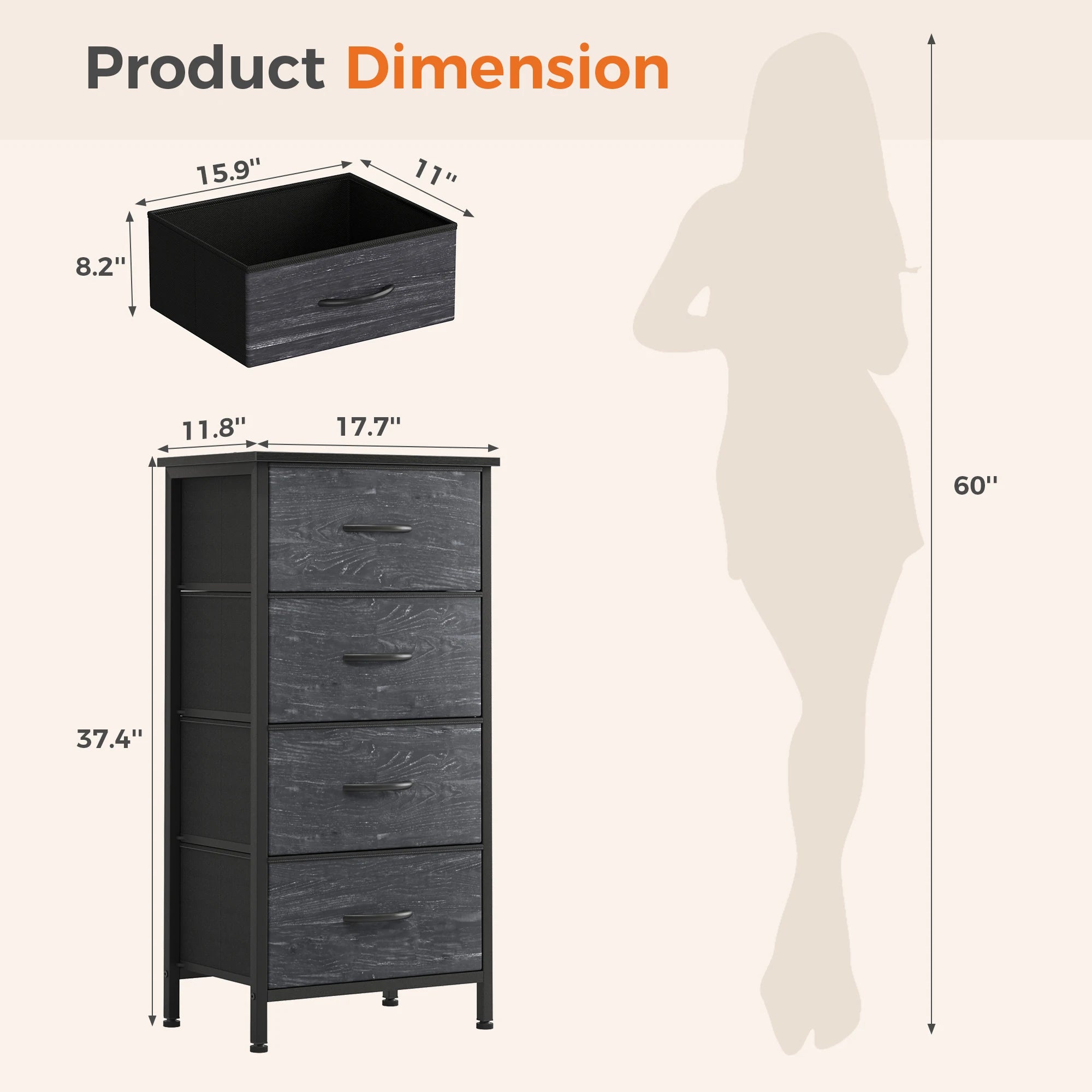 Portable 4-Drawer Fabric Storage Dresser