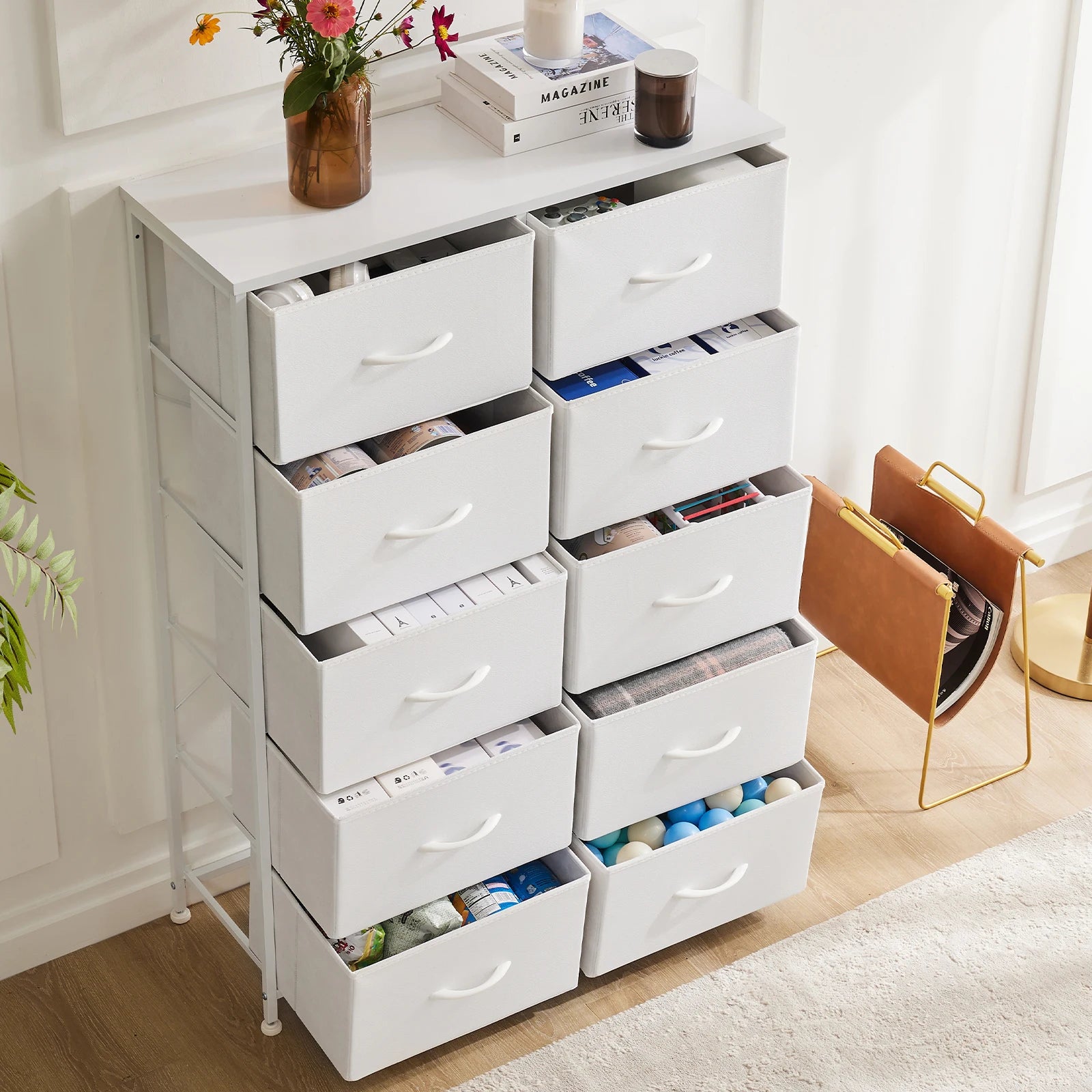 Fabric Storage Dresser With Multiple Drawers