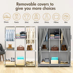 Clothes Wardrobe Closet with Shelves & Dustproof Cover