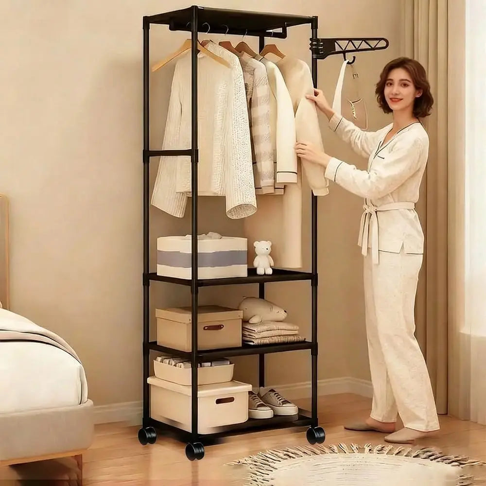 ClosetJoy Portable Wardrobe with Shelves & Hanging Rack