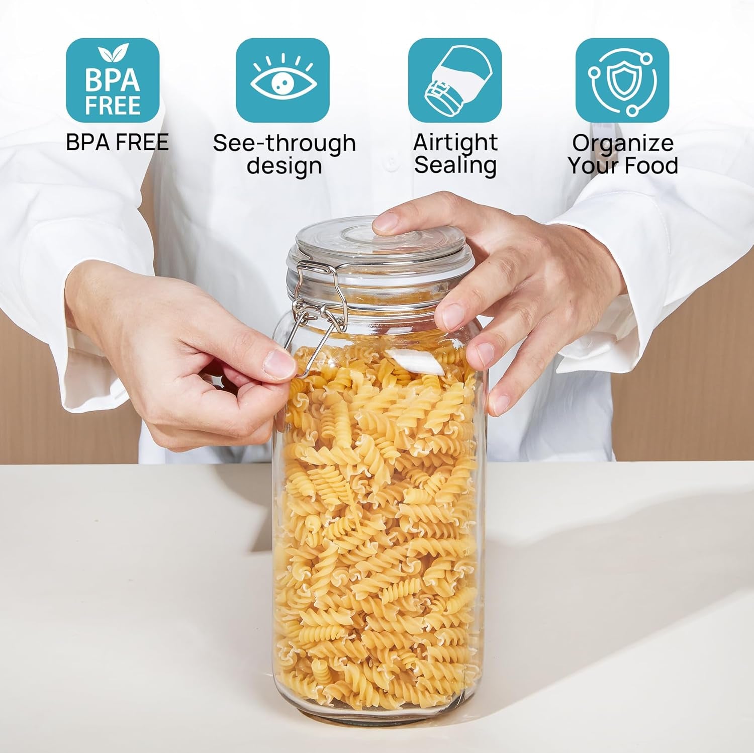 78 Oz Airtight Glass Food Storage Jars -3 Pack