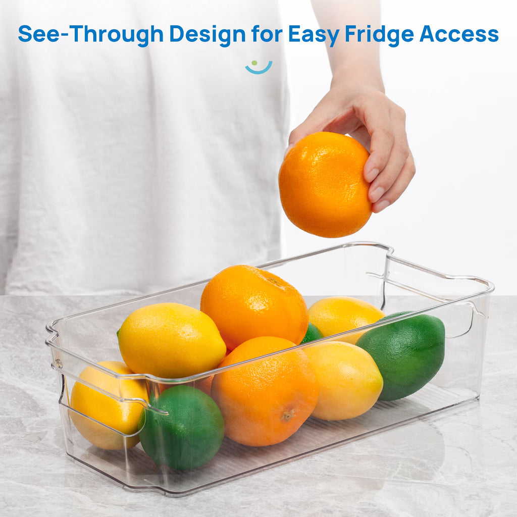 8Pcs Clear Refrigerator & Pantry Organizer Bins
