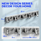 Mop Broom Holder Wall Mount Metal Pantry Organization and Storage Garden Kitchen Tool Organizer Wall Hanger for Home Goods (4 Positions with 4 Hooks, Silver)