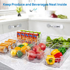 8Pcs Clear Refrigerator & Pantry Organizer Bins