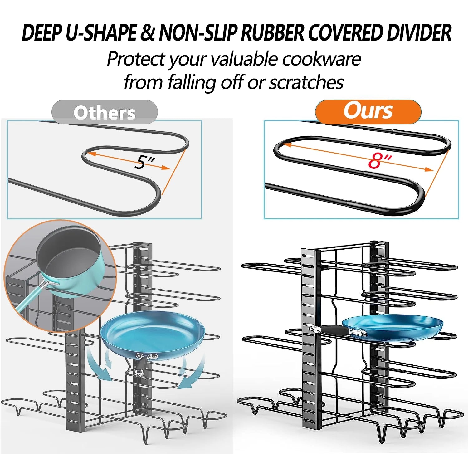 8-Tier Adjustable Pots & Pans Organizer Rack