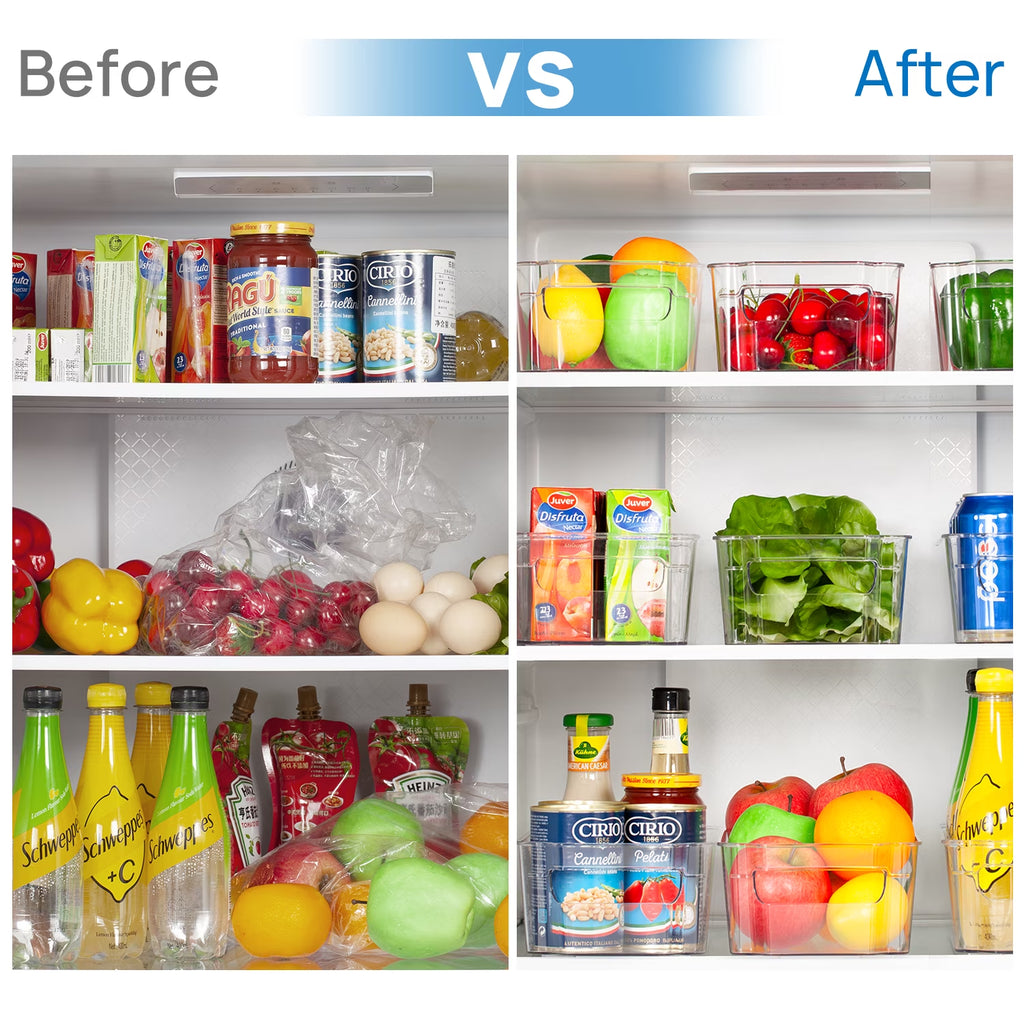 8Pcs Clear Refrigerator & Pantry Organizer Bins