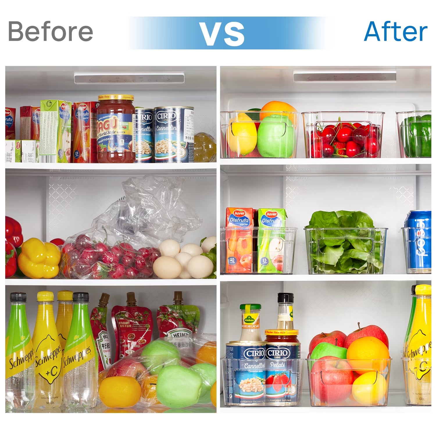 8Pcs Clear Refrigerator & Pantry Organizer Bins