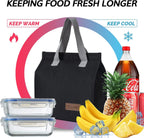 Insulated Lunch Bag for Men Women, Large Reusable Leakproof Lunch Box Container, Small Portable Thermal Snack Bag, Reusable Travel Office Work Beach Black Cooler Tote Bag for Adults, Dark