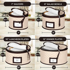 China Storage Containers 5-Piece Set Moving Boxes, Quilted Microfiber | Organize Dinnerware, Glasses, Plates, Mugs, and Saucers with Dividers for Seasonal Storage, Holds Set of 12, Beige