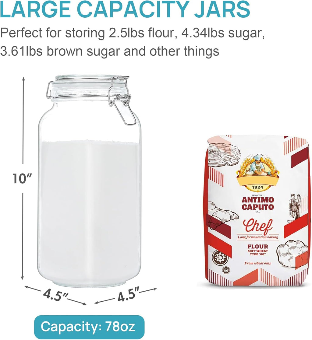 78 Oz Airtight Glass Food Storage Jars -3 Pack