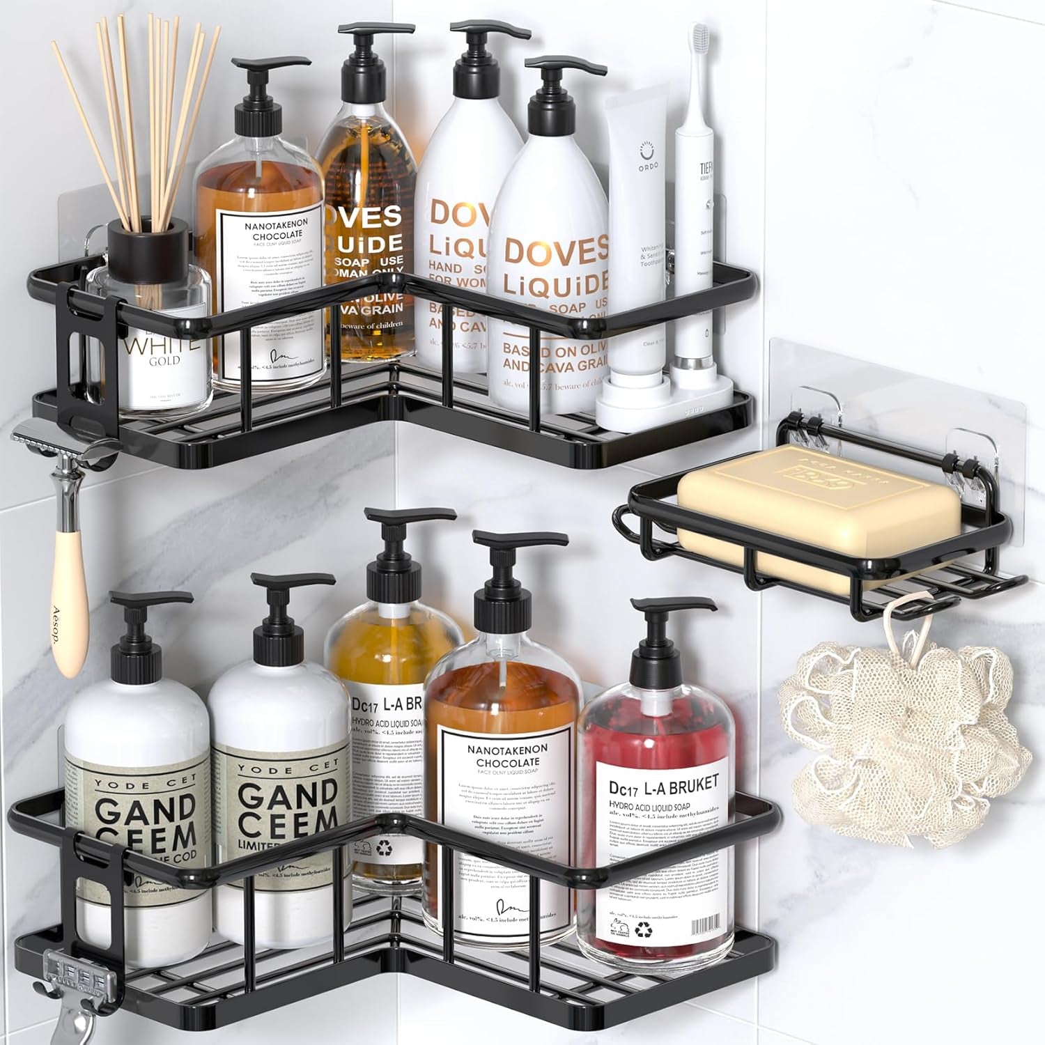 3-Piece Adhesive Corner Shower Caddy 