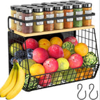 Magnetic Shelf for Fridge with Wood Lid, Fruit Potato & Onion Storage Bins, Magnetic Spice Rack for Refrigerator Pantry Organizer & Storage, Large Container for Refrigerator, Kitchen Counter & Laundry